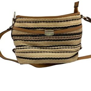 Rosetti Striped Straw Messenger Bag